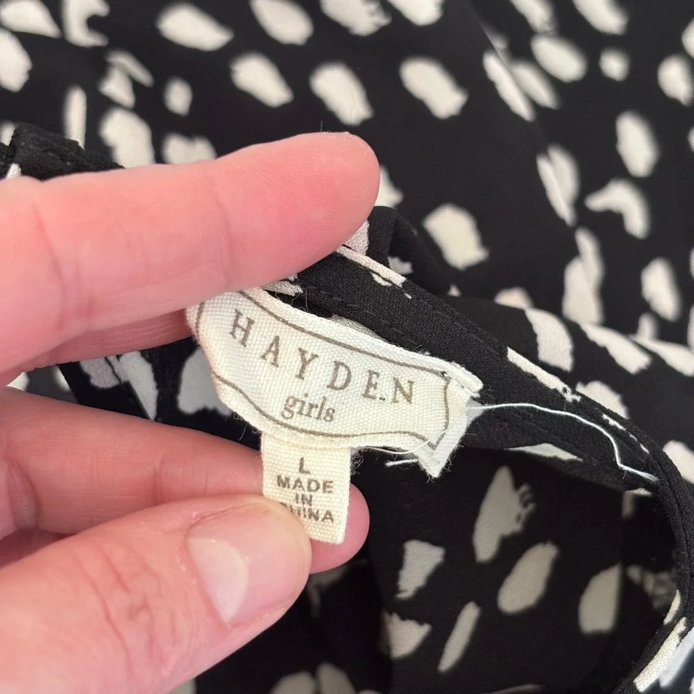 Hayden Girls Babydoll Dress Large Dalmatian Tiered Asymmetric Ruffles Flowy‎